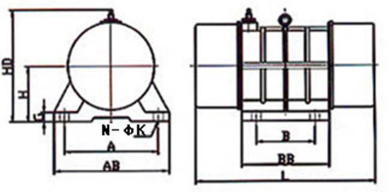 YZU振動(dòng)電機(jī)外形尺寸